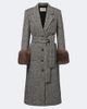 Valentino Valentino Herringbone shearling-trimmed wool-blend coat - 1