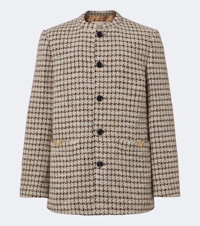 Valentino Valentino Houndstooth wool and silk-blend bouclé blazer
