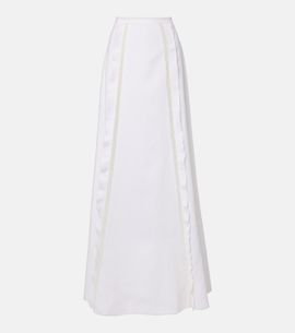 Valentino Valentino Lace-trimmed linen maxi skirt