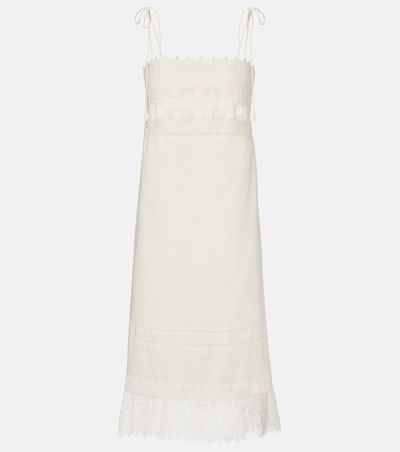 Valentino Valentino Lace-trimmed linen midi dress