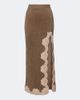 Valentino Valentino Lace-trimmed ribbed-knit lamé midi skirt - 1