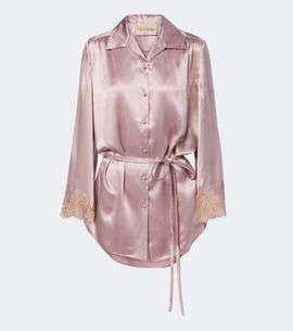 Valentino Valentino Lace-trimmed silk satin shirt