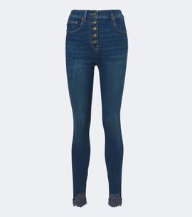 Valentino Valentino Lace-trimmed skinny jeans