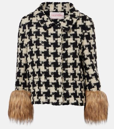 Valentino Valentino Macro faux-fur trimmed wool-blend tweed jacket