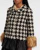 Valentino Valentino Macro faux-fur trimmed wool-blend tweed jacket - 6