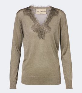 Valentino Valentino Metallic lace appliqué sweater