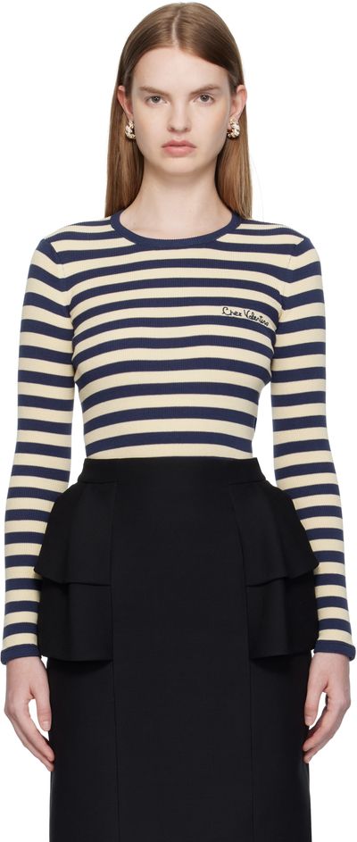 Valentino Valentino Navy & Beige Cotton T-shirt
