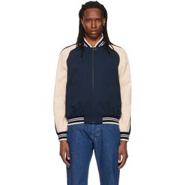 Valentino Valentino Navy Canvas & Fine Gabardine Bomber Jacket