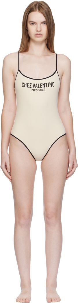 Valentino Valentino Off-White Lycra Piqué Swimsuit