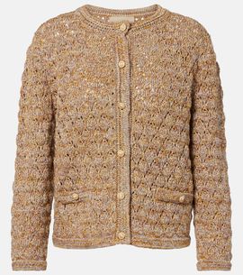 Valentino Valentino Open-knit linen-blend lamÃ© cardigan