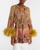 Valentino Valentino Paisley feather-trimmed silk-blend blouse - 3