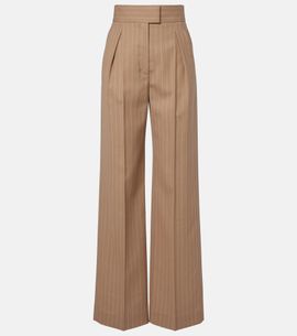 Valentino Valentino Pinstripe pleated wool wide-leg pants