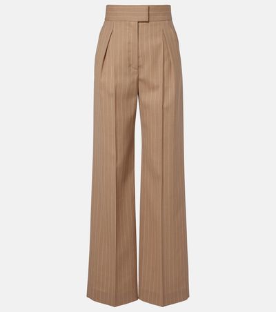 Valentino Valentino Pinstripe pleated wool wide-leg pants