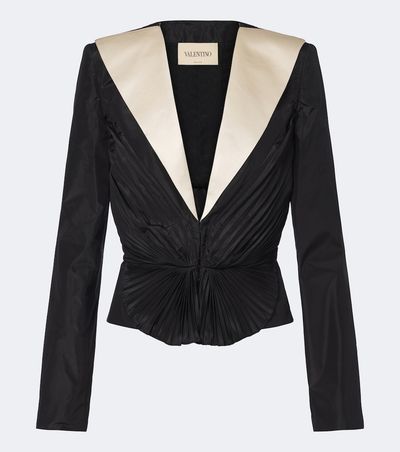 Valentino Valentino Plissé silk taffeta blazer