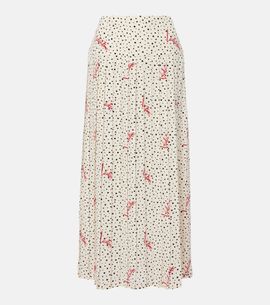 Valentino Valentino Polka-dot crÃªpe de chine midi skirt