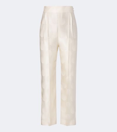 Valentino Valentino Polka-dot silk jacquard slim pants