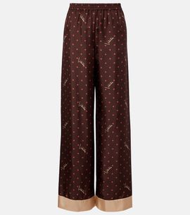 Valentino Valentino Printed silk twill palazzo pants
