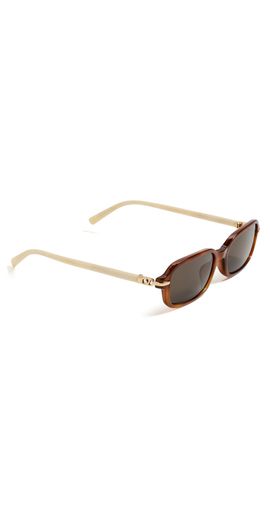 Valentino Valentino Rectangle Sunglasses HAVANA-IVORY-BROWN One