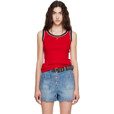Valentino Valentino Red Knit Cotton VLogo Tank Top