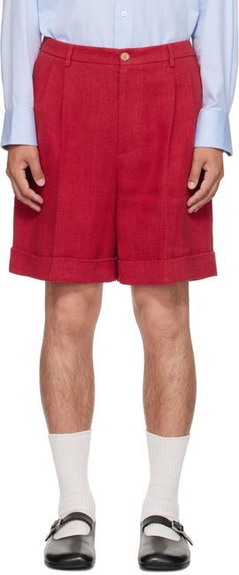 Valentino Valentino Red Linen Bermuda Shorts