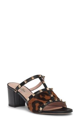 Valentino Valentino Rockstud Genuine Calf Hair & Leather Slide Sandal