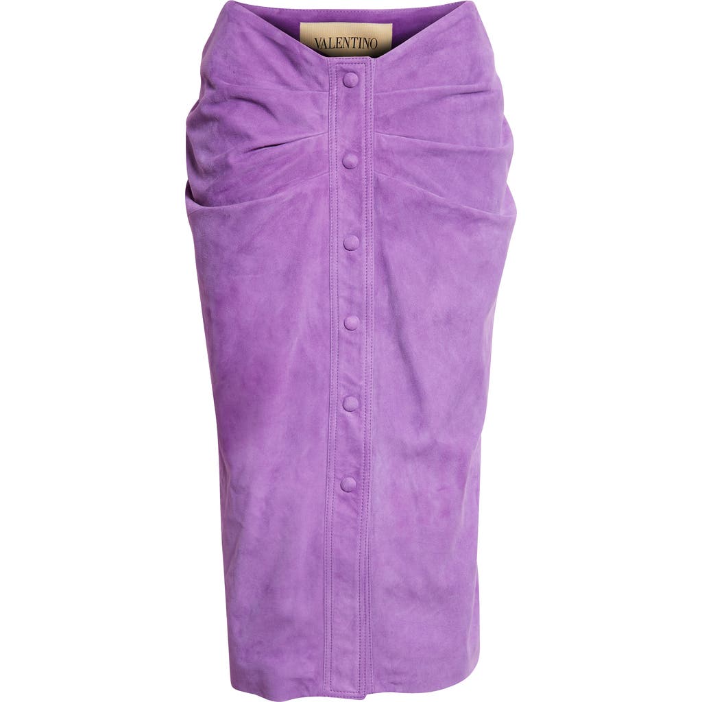 Valentino Valentino Ruched Suede Skirt