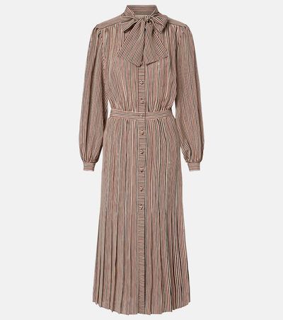 Valentino Valentino Striped tie-neck silk midi dress