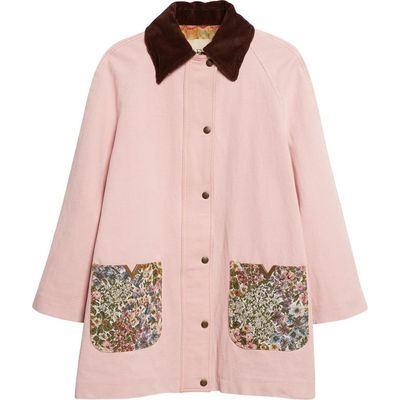 Valentino Valentino Tapestry Pocket Solid Cotton & Linen Denim Coat