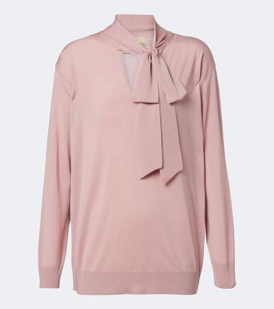 Valentino Valentino Tie-neck oversized wool sweater