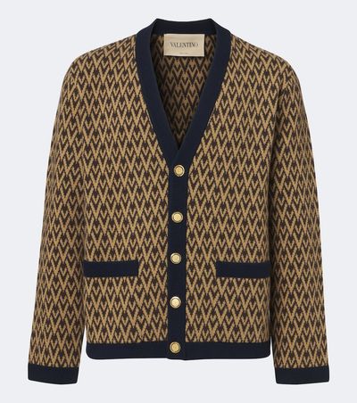 Valentino Valentino Toute La V jacquard virgin wool cardigan