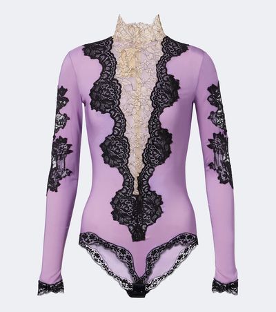 Valentino Valentino Turtleneck lace-trimmed bodysuit