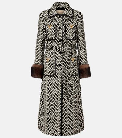 Valentino Valentino VGold shearling-trimmed wool-blend coat