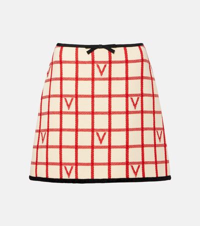 Valentino Valentino VLogo checked wool-blend miniskirt