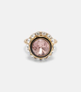Valentino Valentino VLogo crystal-embellished enamel ring