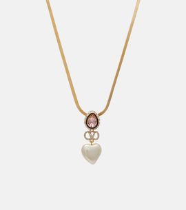 Valentino Valentino VLogo embellished pendant necklace