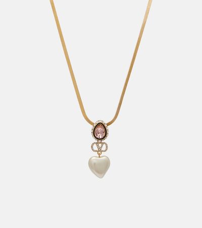Valentino Valentino VLogo embellished pendant necklace