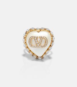 Valentino Valentino VLogo faux pearl-embellished ring