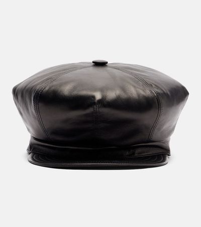 Valentino Valentino VLogo leather newsboy cap