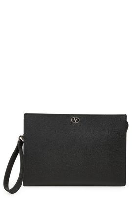 Valentino Valentino VLOGO Leather Zip Pouch