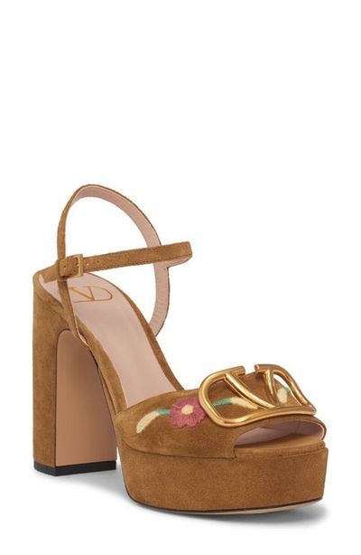 Valentino Valentino VLOGO Sunflower Embroidered Platform Sandal