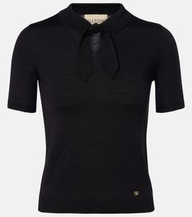 Valentino Valentino VLogo tie-neck wool-blend top