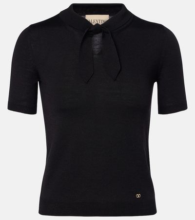 Valentino Valentino VLogo tie-neck wool-blend top