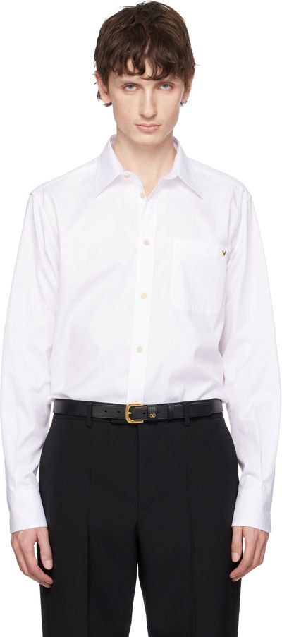 Valentino Valentino White Oxford Cotton VGold Shirt