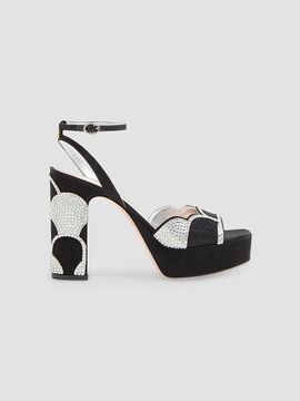 Valentino Valentino Women's Bowow Platform 115MM Sandals in Moiré Fabric