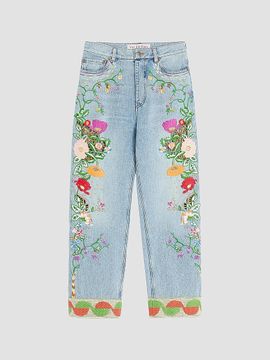 Valentino Valentino Women's Embroidered Denim Pants