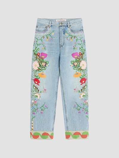 Valentino Valentino Women's Embroidered Denim Pants