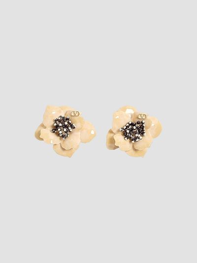 Valentino Valentino Women's Fleur Lumineuse Earring in Metal, Enamel and Fabric
