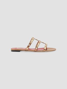 Valentino Valentino Women's Rockstud Laminated Nappa Slide Sandals