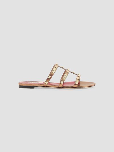 Valentino Valentino Women's Rockstud Laminated Nappa Slide Sandals