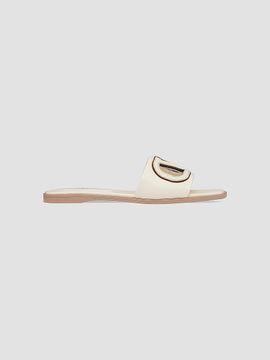 Valentino Valentino Women's Vlogo Cut-Out Calfskin Slide Sandals